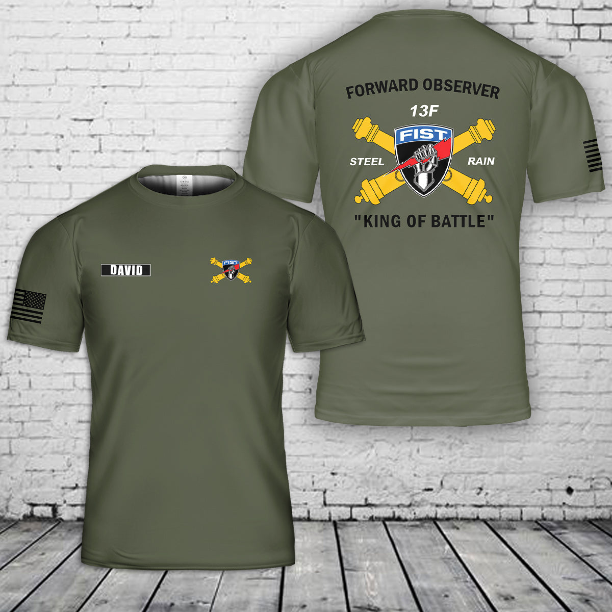 Custom Name US Army 13F FISTER 3D T-Shirt