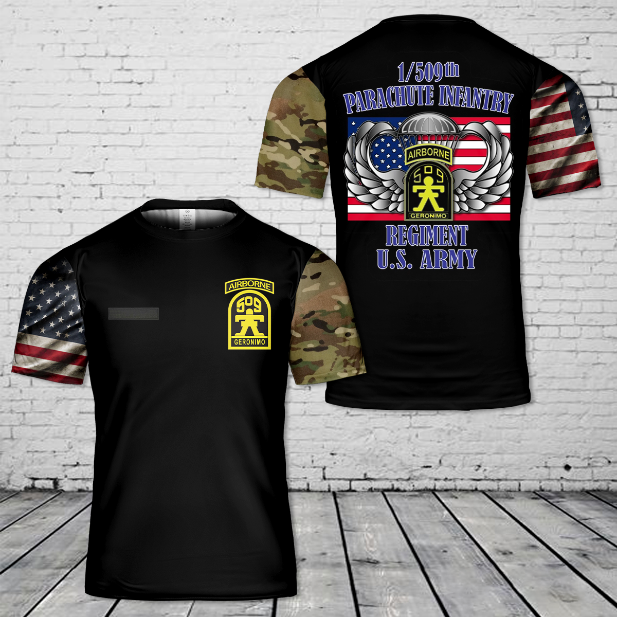 Custom Name US Army 1/509th Parachute Infantry Regiment T-Shirt 3D