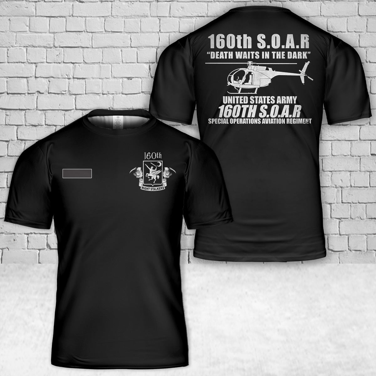 Custom Name US Army 160th SOAR Aviation Regiment Night Stalkers Special Ops T-Shirt 3D