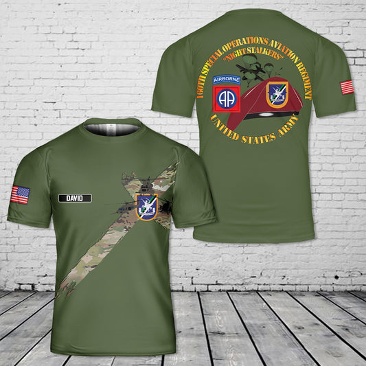 Custom Name US Army 160th Special Operations Aviation Regiment T-Shirt 3D
