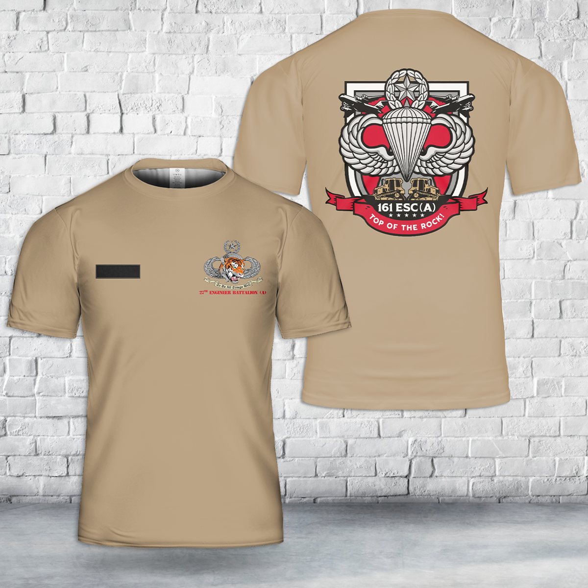 Custom Name US Army 161 ESC 27th Engineer Battalion (C)(A) T-Shirt 3D