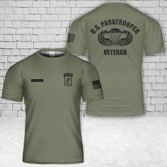 Custom Name US Army 173rd Airborne Army Paratrooper Veteran Jump Wings T-Shirt 3D