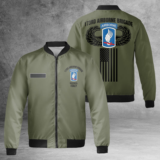 Custom Name US Army 173rd Airborne Brigade AOP Fleece Bomber Jacket
