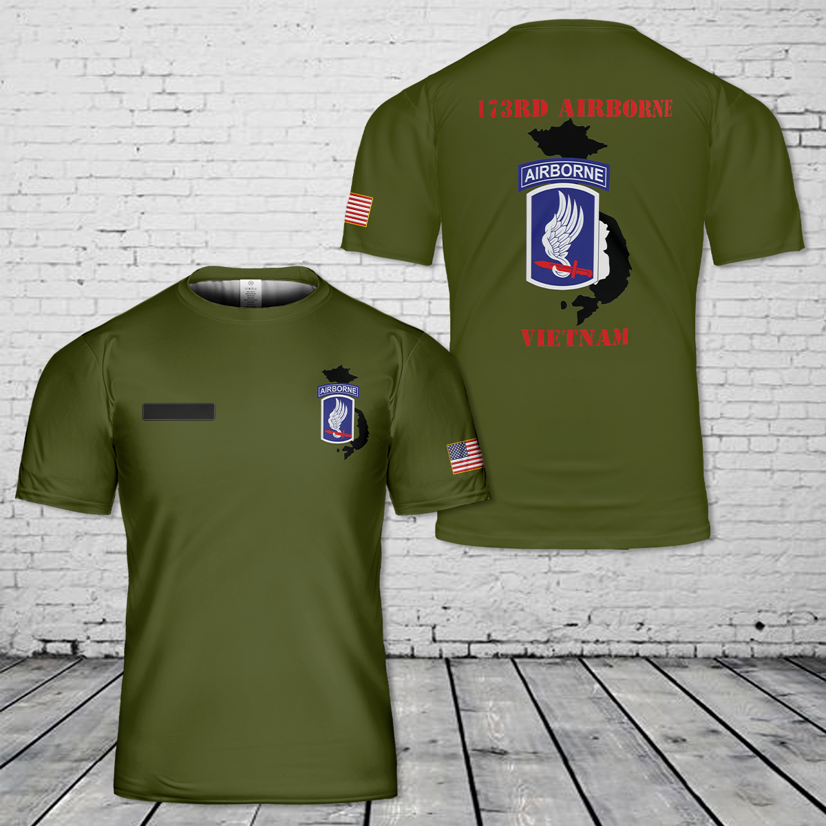 Custom Name US Army 173rd Airborne Brigade T-Shirt 3D