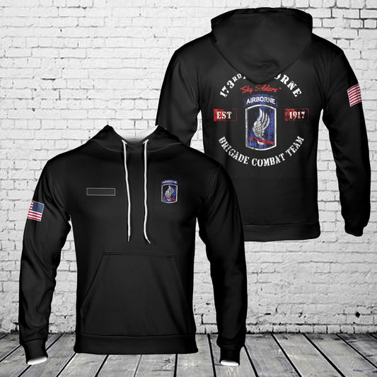 Custom Name US Army 173rd Airborne Regiment Retro 3D Hoodie