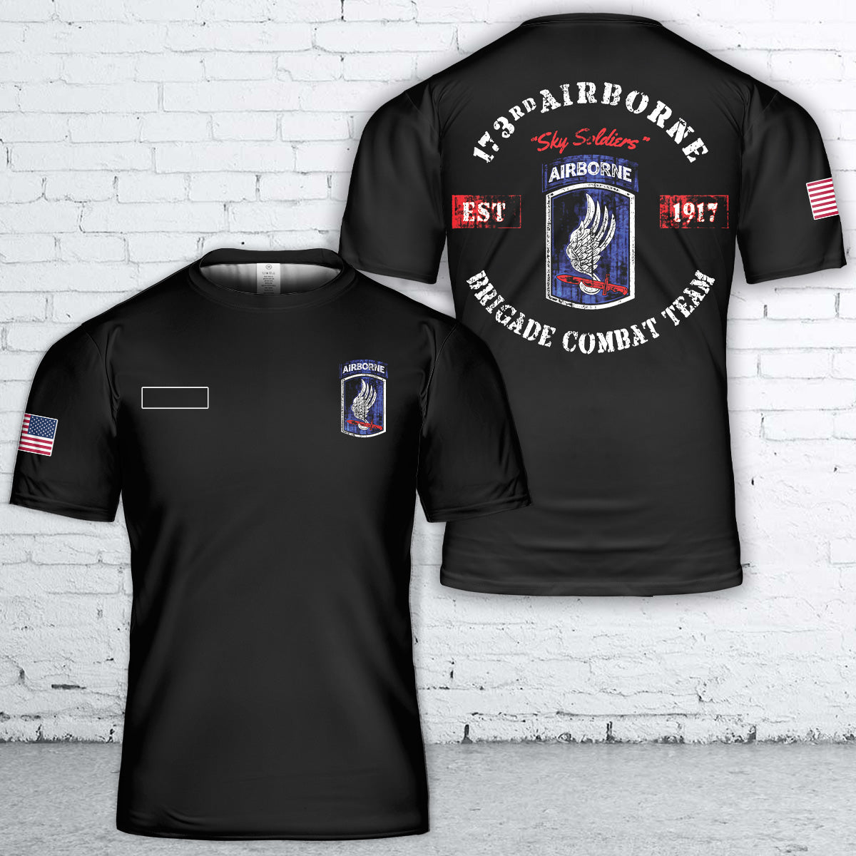 Custom Name US Army 173rd Airborne Regiment Retro T-Shirt 3D