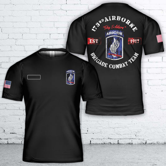 Custom Name US Army 173rd Airborne Regiment Retro T-Shirt 3D