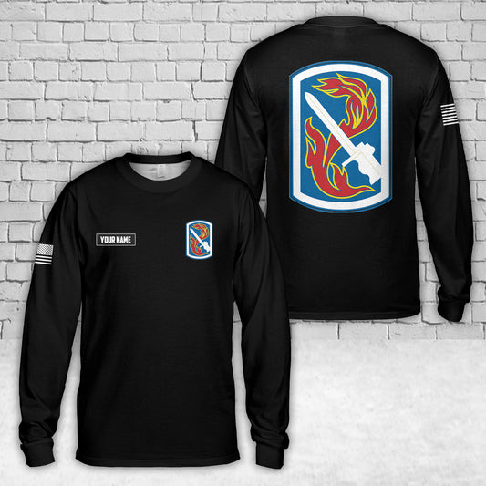 Custom Name US Army 198th Infantry Brigade AOP Long Sleeve Shirt