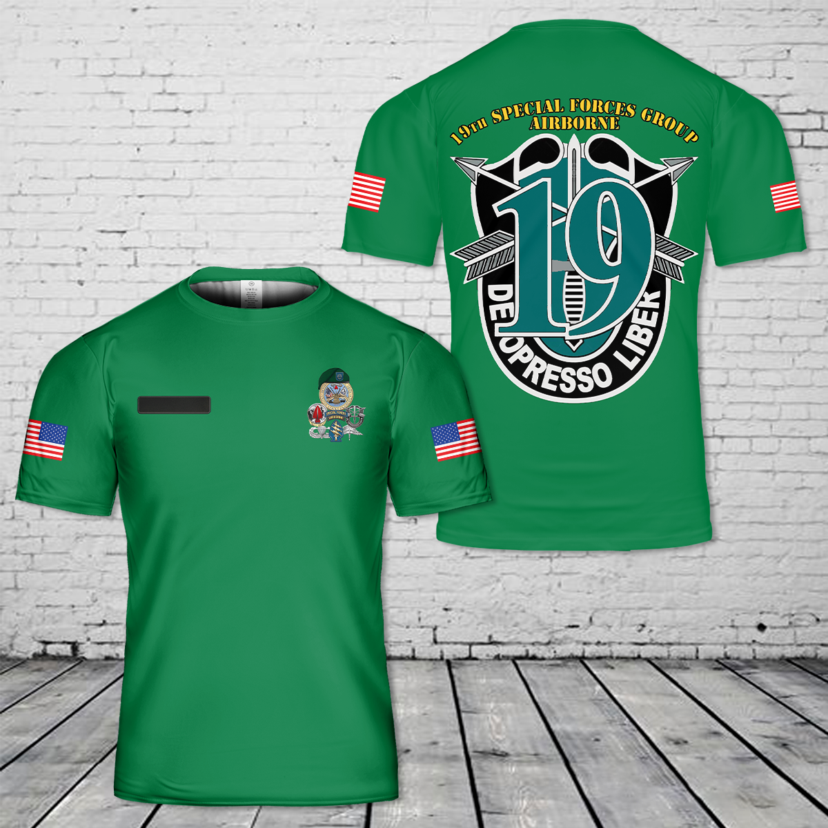 Custom Name US Army 19th Special Forces Group (Airborne) (19th SFG) (A) T-Shirt 3D