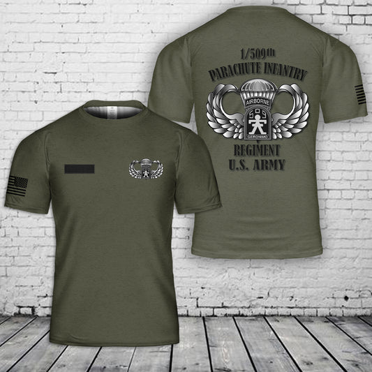 Custom Name US Army 1st/509th Parachute Infantry Regiment T-Shirt 3D