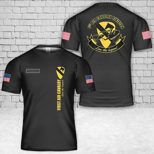 Custom Name US Army 1st Air Cavalry Division Air Cav - Live The Legend T-Shirt 3D