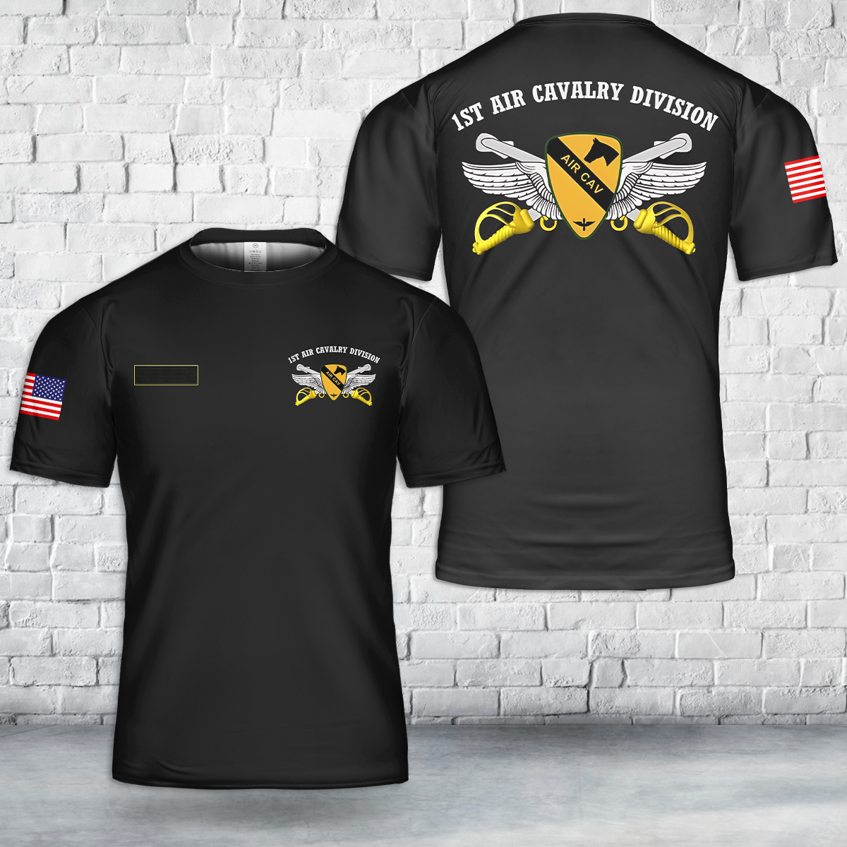 Custom Name US Army 1st Air Cavalry Division T-Shirt 3D