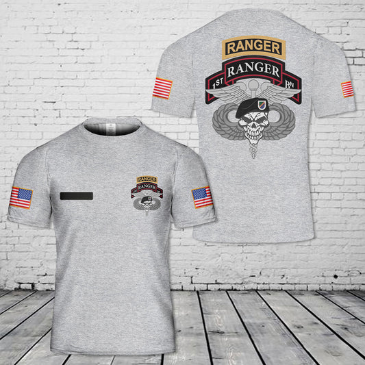 Custom Name US Army 1st BN 75th Ranger Medical Airborne T-Shirt 3D