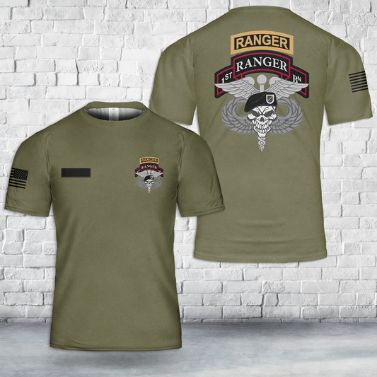 Custom Name US Army 1st BN 75th Ranger Medical Airborne T-Shirt 3D
