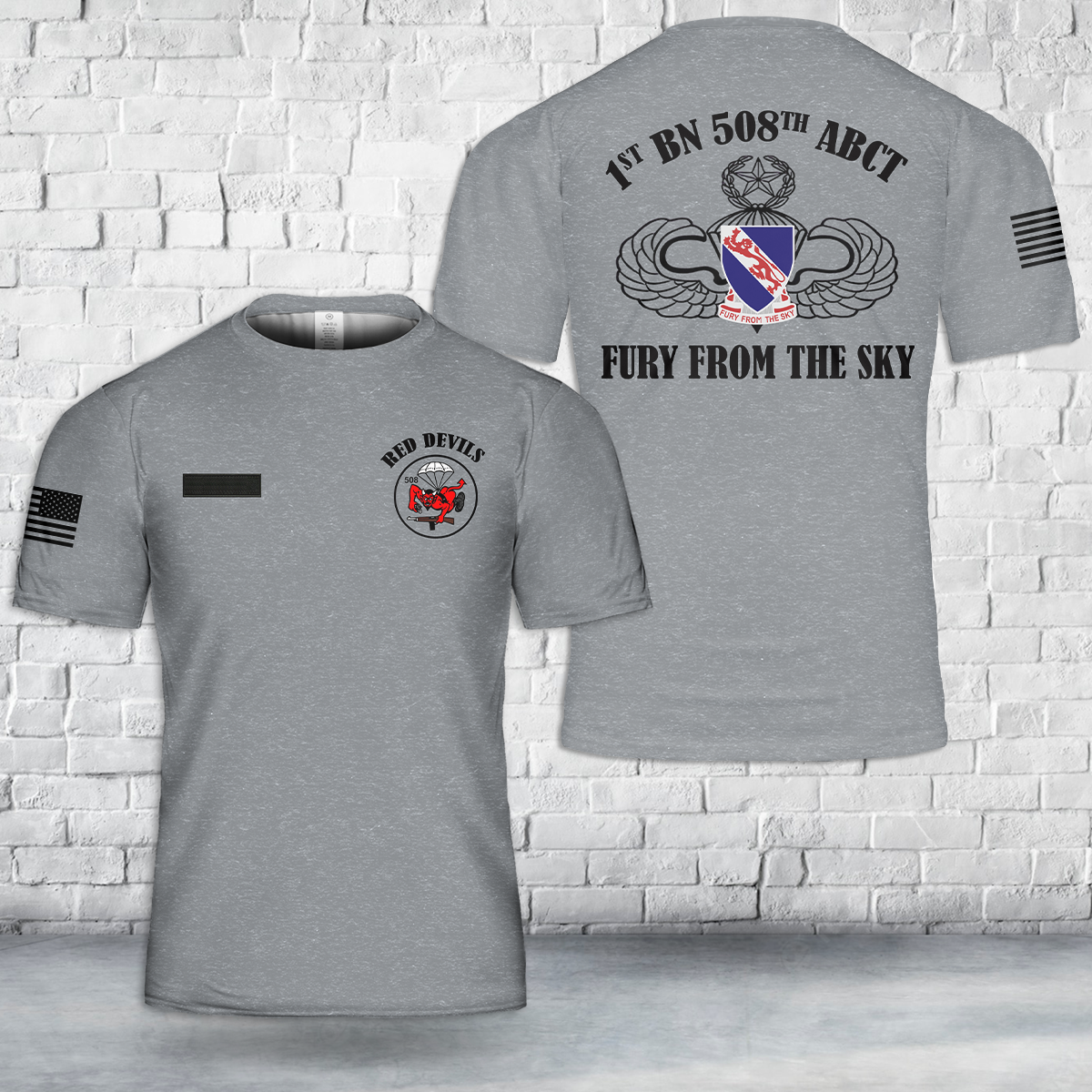 Custom Name US Army 1st Battalion, 508th Parachute Infantry Regiment T-Shirt 3D