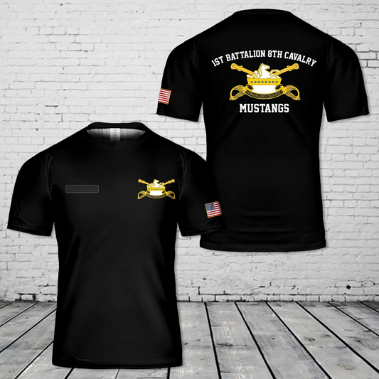 Custom Name US Army 1st Battalion 8th Cavalry T-Shirt 3D
