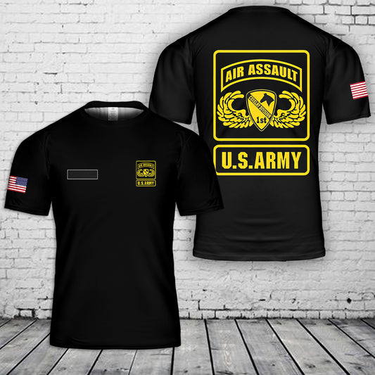 Custom Name US Army 1st Cavalry Air Assault Wing T-Shirt 3D