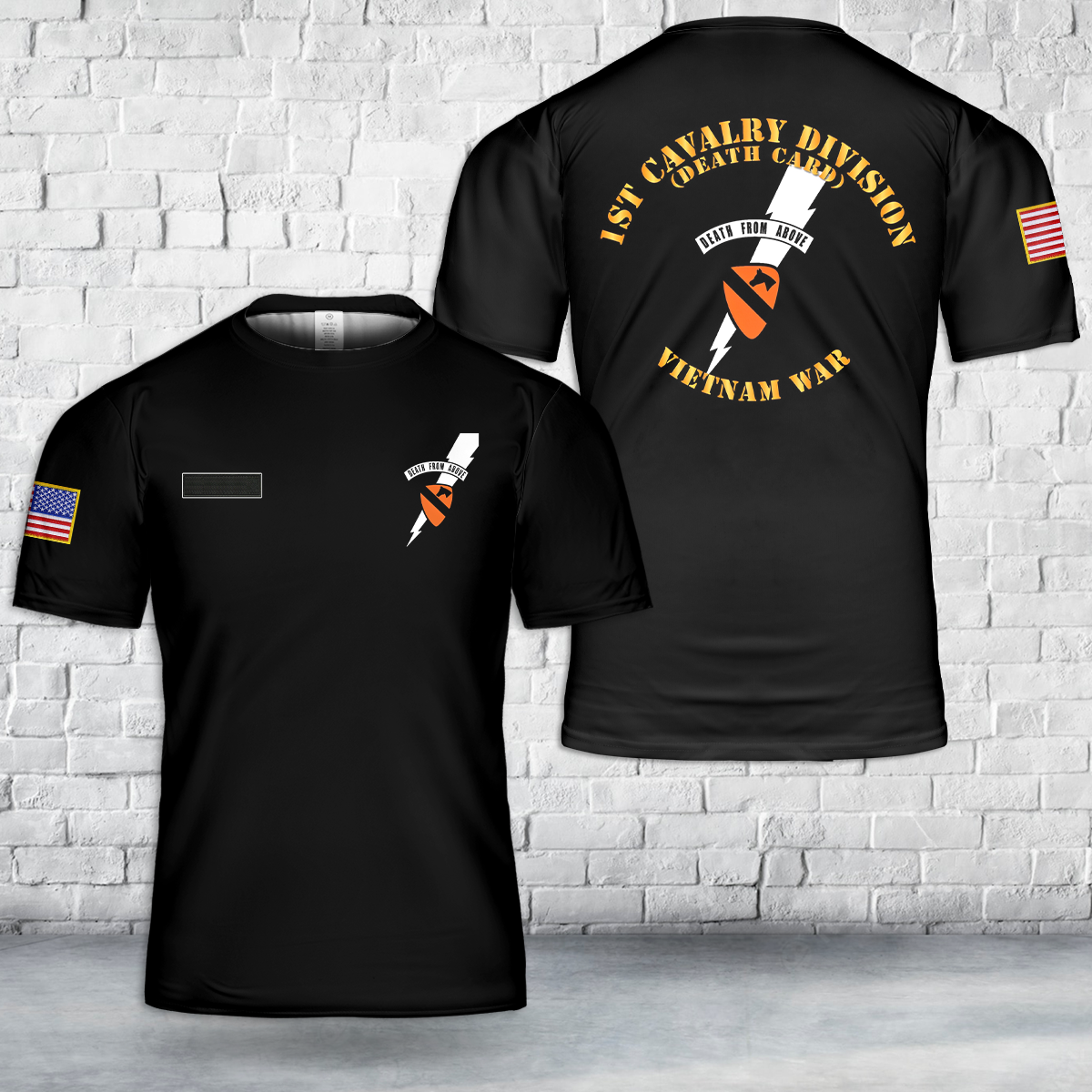 Custom Name US Army 1st Cavalry Div Death Card Vietnam War T-Shirt 3D