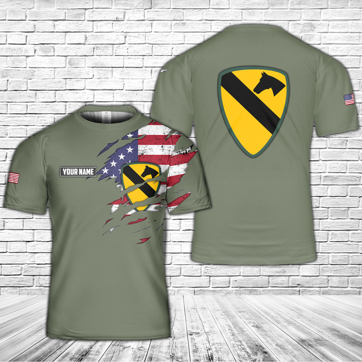 Custom Name US Army 1st Cavalry Division 3D T-Shirt