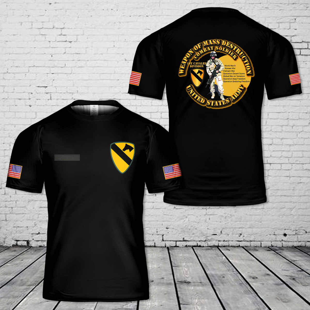 Custom Name US Army 1st Cavalry Division T-Shirt 3D