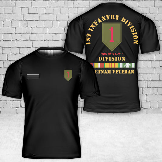 Custom Name US Army 1st Infantry Division - Big Red One - Vietnam Veteran T-Shirt 3D