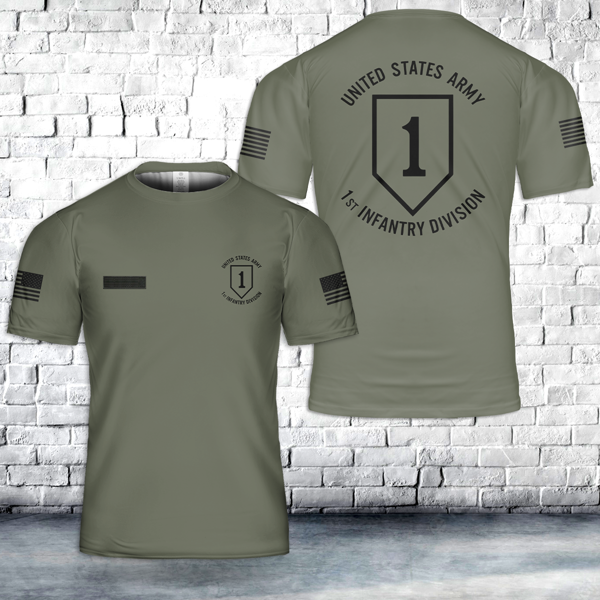 Custom Name US Army 1st Infantry Division T-Shirt 3D