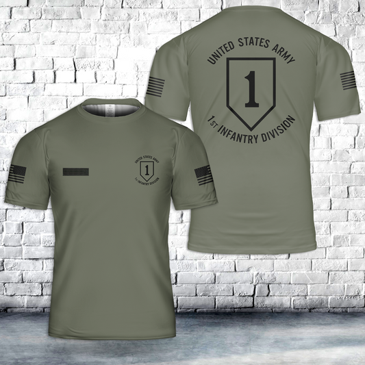 Custom Name US Army 1st Infantry Division T-Shirt 3D