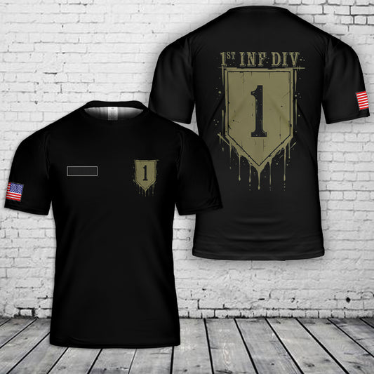 Custom Name US Army 1st Infantry Division T-Shirt 3D