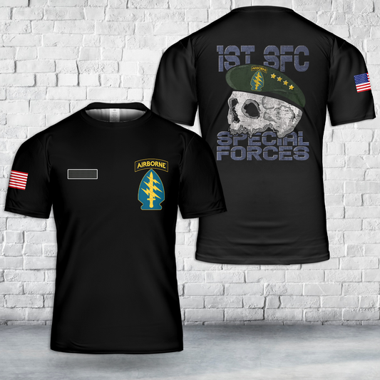 Custom Name US Army 1st Special Forces Command (Airborne) T-Shirt 3D