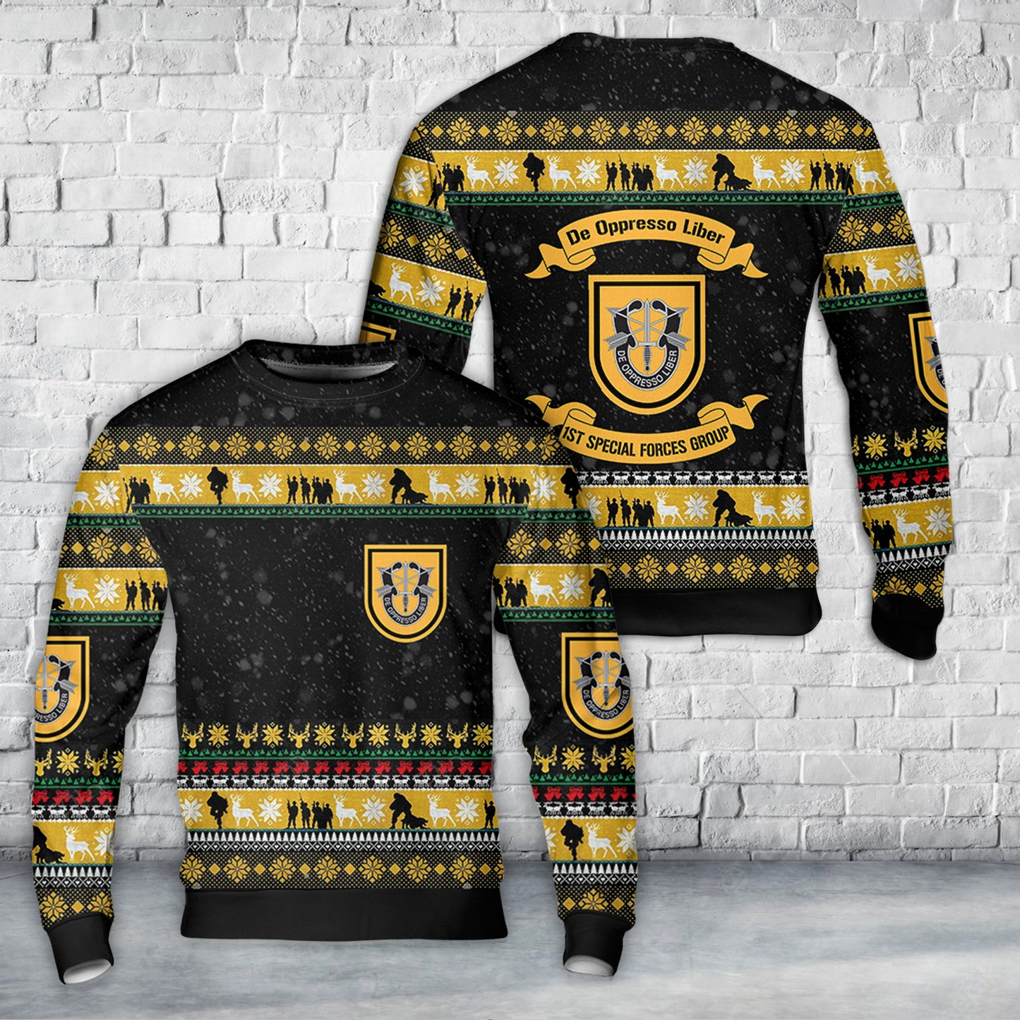 US Army 1st Special Forces Group (1st SFG) Christmas AOP Sweater