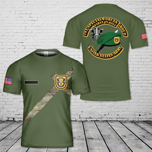 Custom Name US Army 1st Special Forces Group (1st SFG) T-Shirt 3D