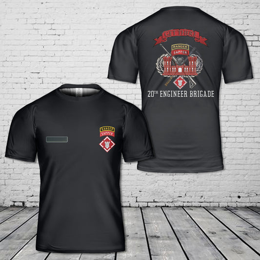 Custom Name US Army 20th Engineers Brigade T-Shirt 3D
