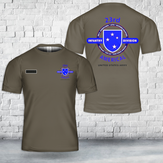 Custom Name US Army 23RD INFANTRY DIVISION VIETNAM "AMERICAL" BATTLE & CAMPAIGN T-Shirt 3D