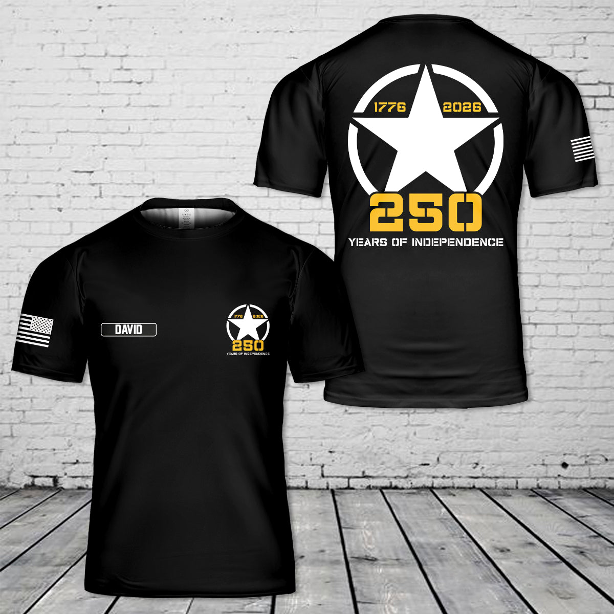 Custom Name US Army 250 Years of Independence 3D T-Shirt