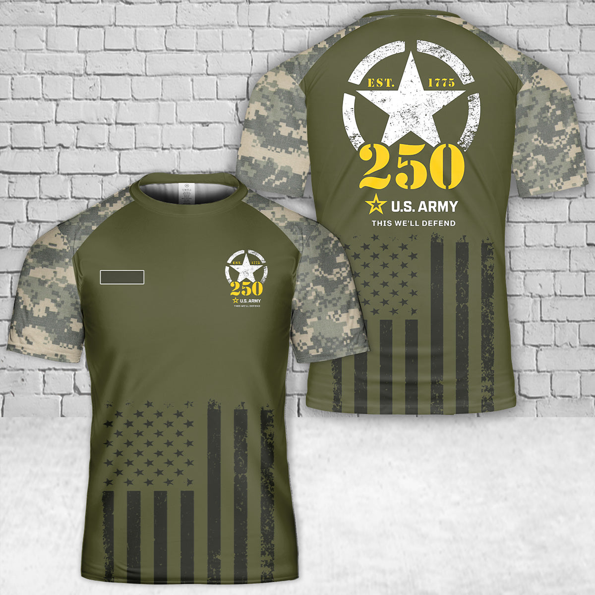Custom Name US Army 250th Anniversary T-Shirt 3D