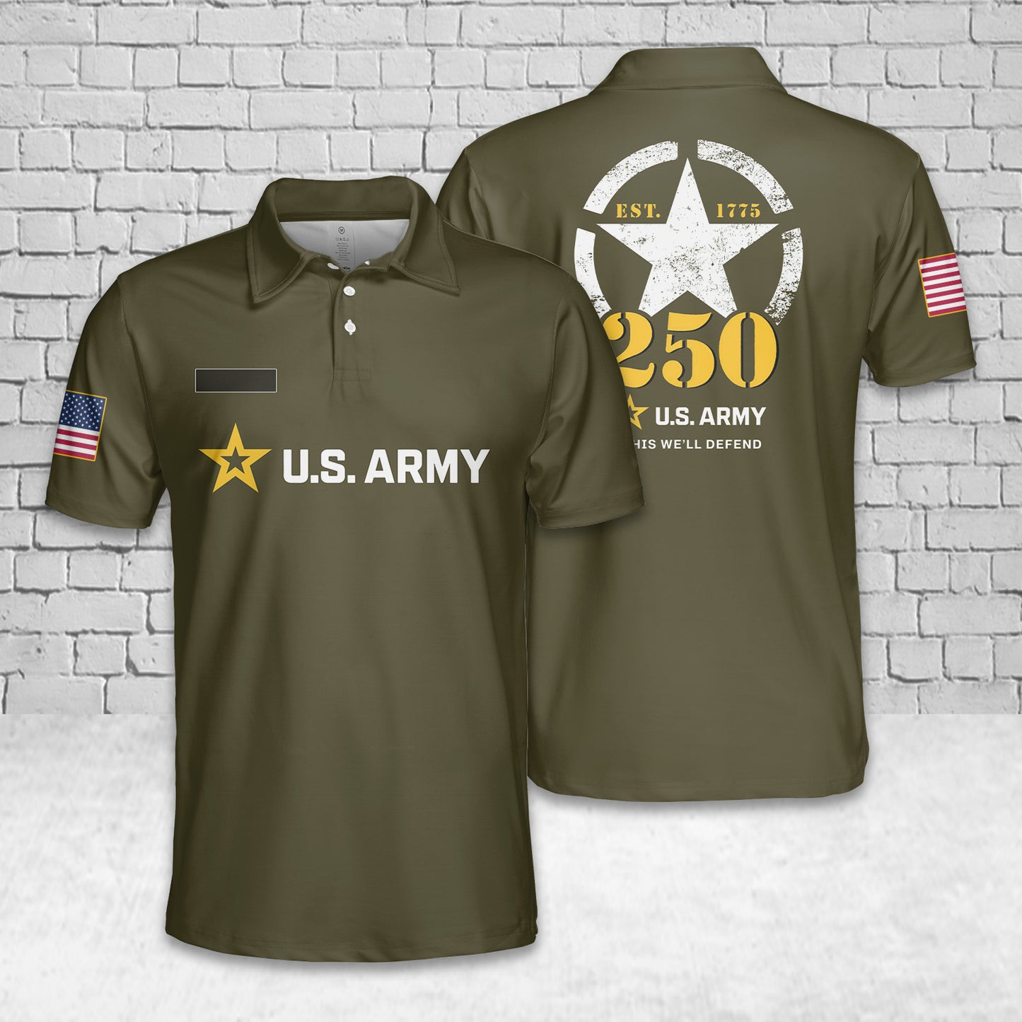 Custom Name US Army 250th Polo Shirt