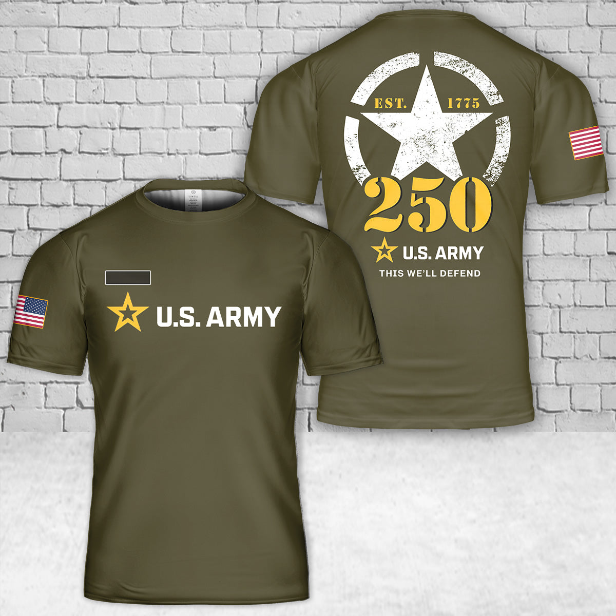 Custom Name US Army 250th T-Shirt 3D