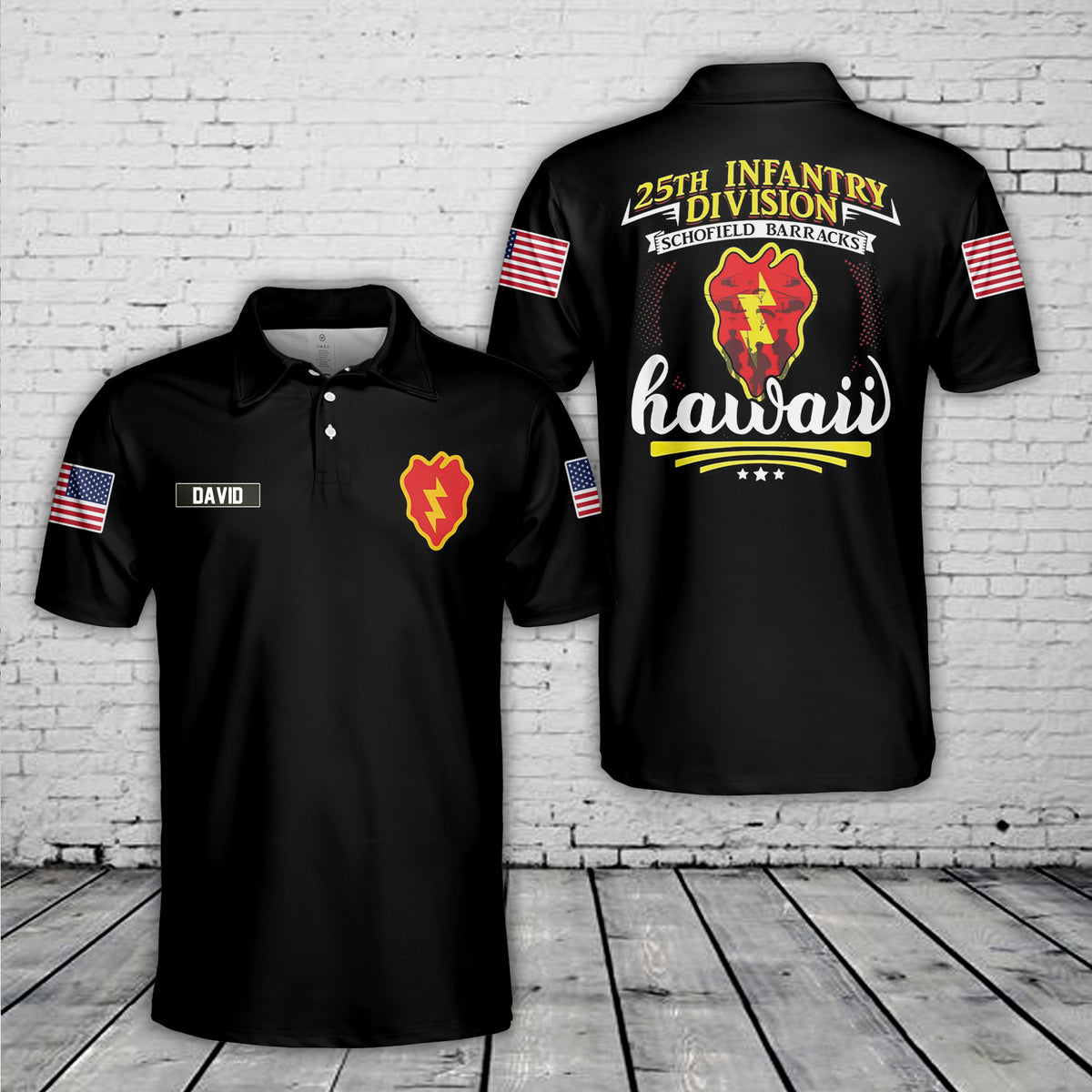 Custom Name US Army 25th Infantry Division Tropic Lightning Polo Shirt