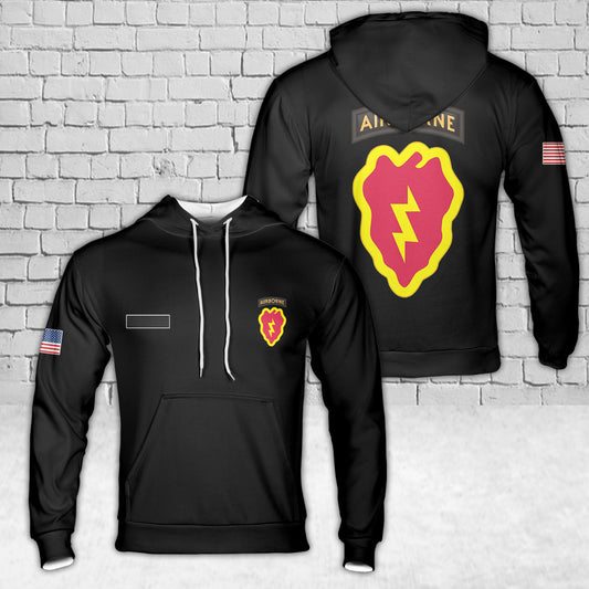 Custom Name US Army 25th Infantry Division with Airborne Tab Hoodie 3D
