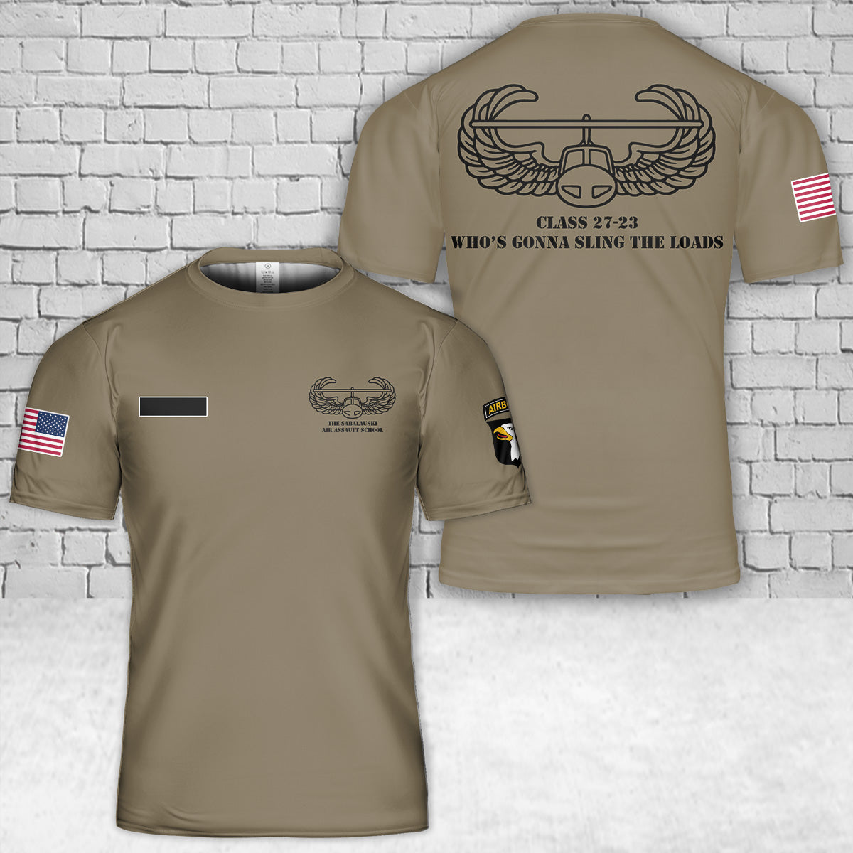 Custom Name US Army 27-23 Air Assault T-Shirt 3D