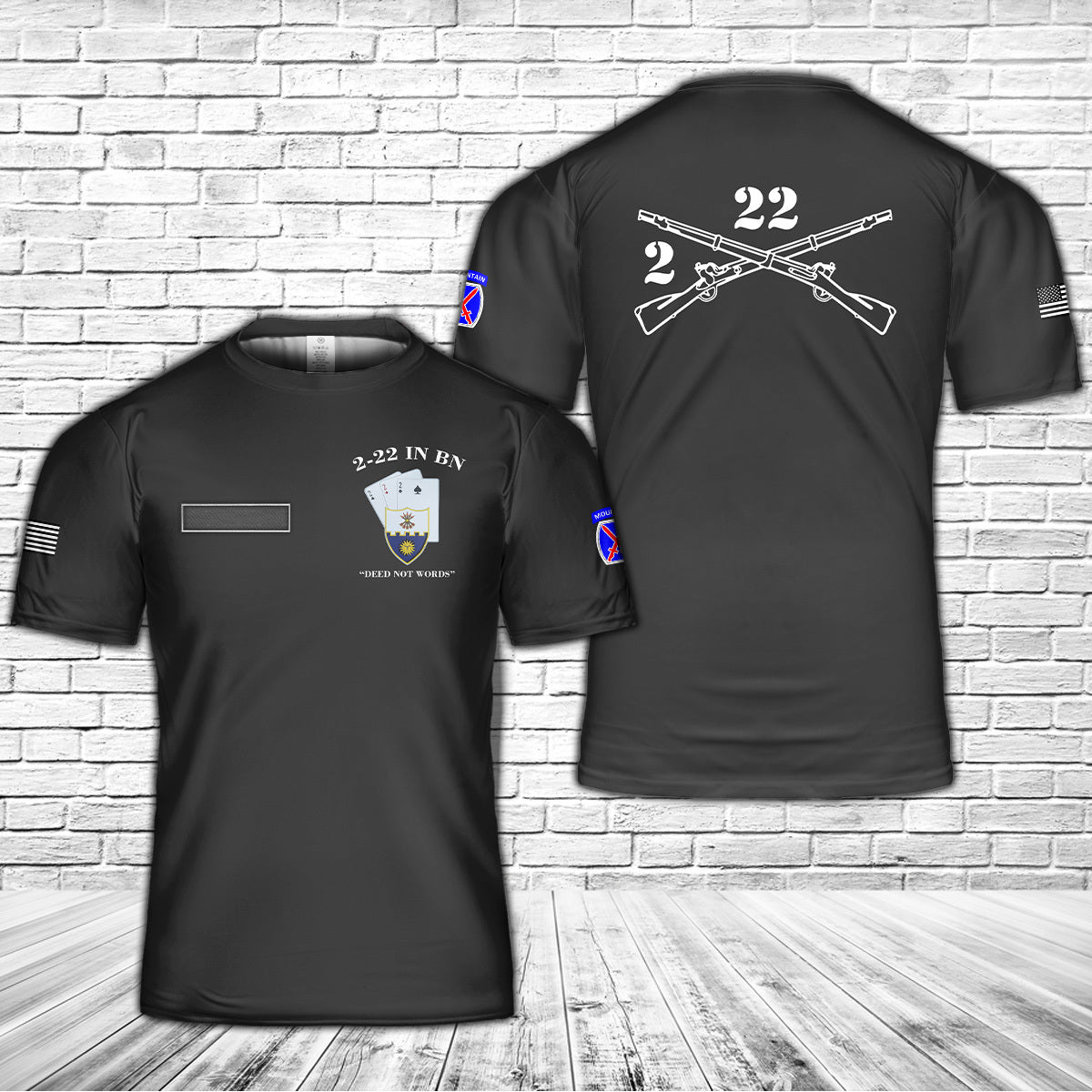 Custom Name US Army 2nd Battalion 22nd infantry regiment 10th Mountain Division T-Shirt 3D