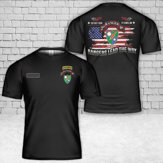 Custom Name US Army 2nd Battalion, 75th Ranger Regiment T-Shirt 3D