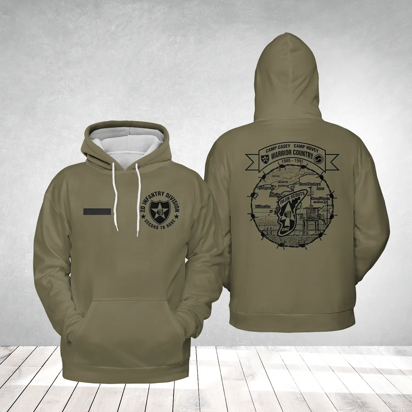 Custom Name US Army 2nd Infantry Division Camp Casey Camp Hovey Imjin Scouts South Korea DMZ Hoodie 3D
