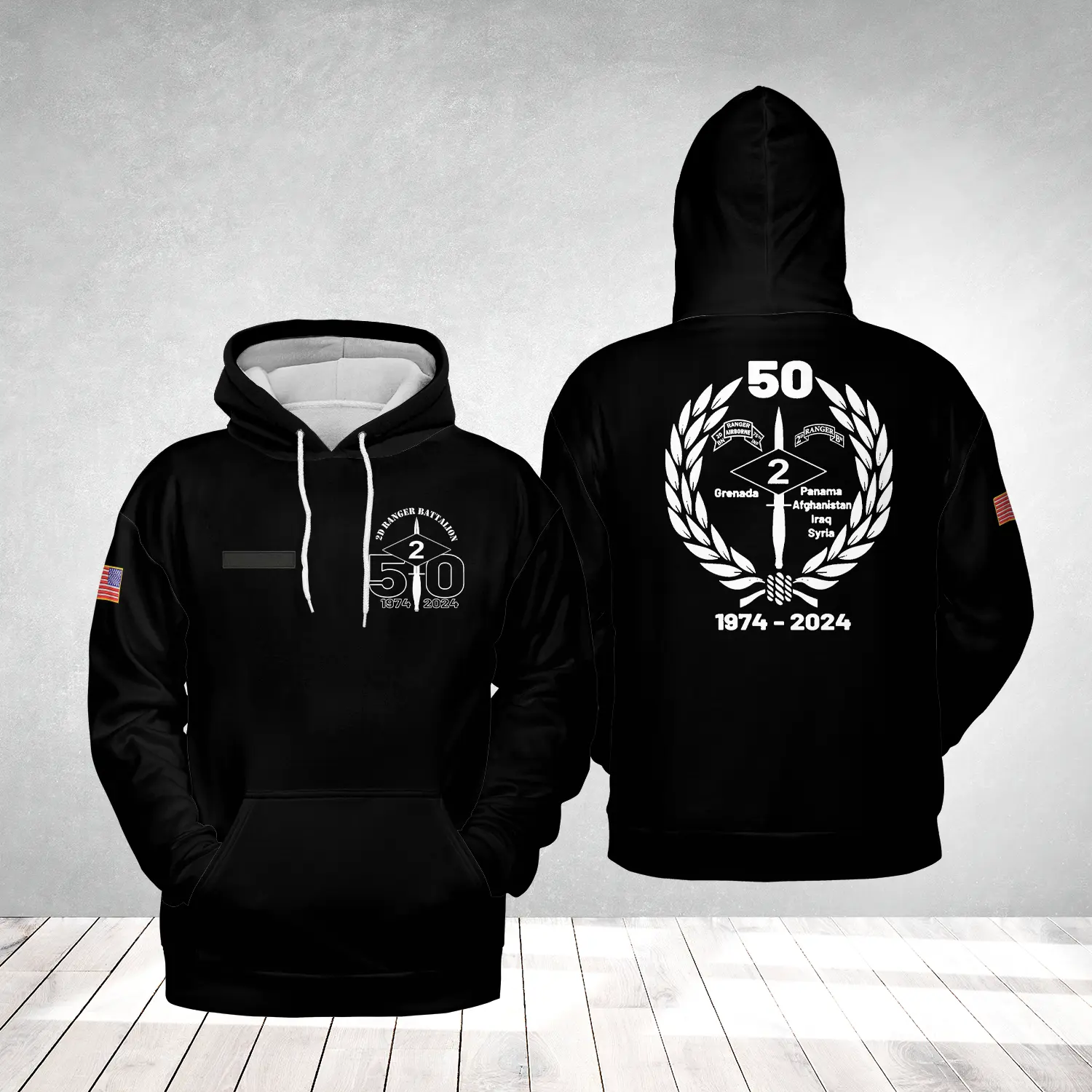 Custom Name US Army 2nd Ranger Battalion 50th Anniversary Hoodie 3D ...