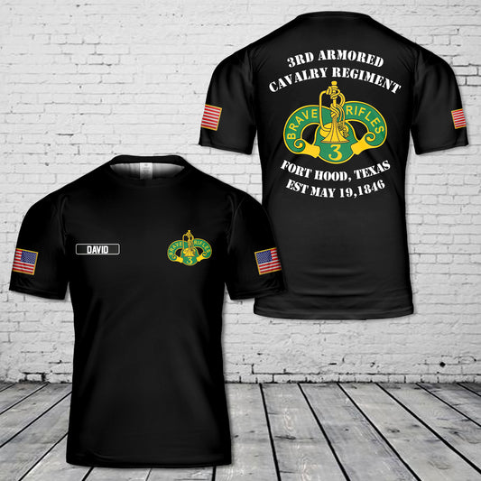 Custom Name US Army 3rd Cavalry Regiment 3D T-Shirt