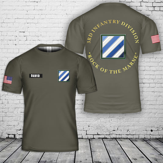 Custom Name US Army 3rd Infantry Division 3D T-Shirt