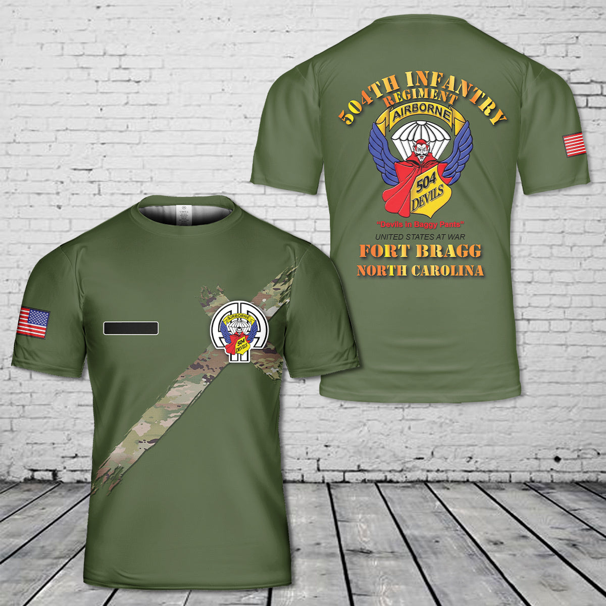 Custom Name US Army 504th Parachute Infantry Regiment (504th PIR) T-Shirt 3D