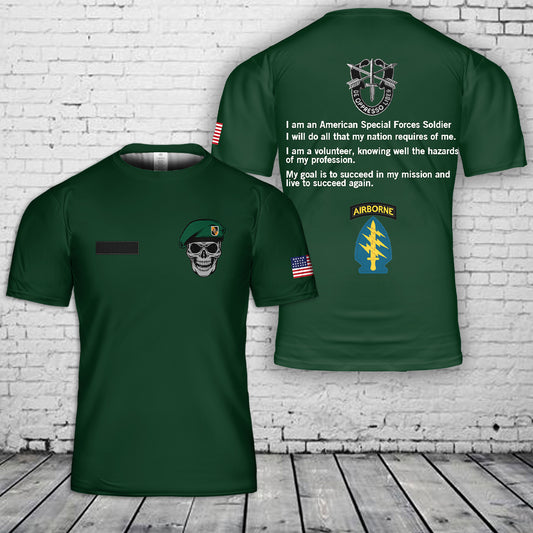 Custom Name US Army 5th SFG(A) Special Forces Group Green Berets T-Shirt 3D