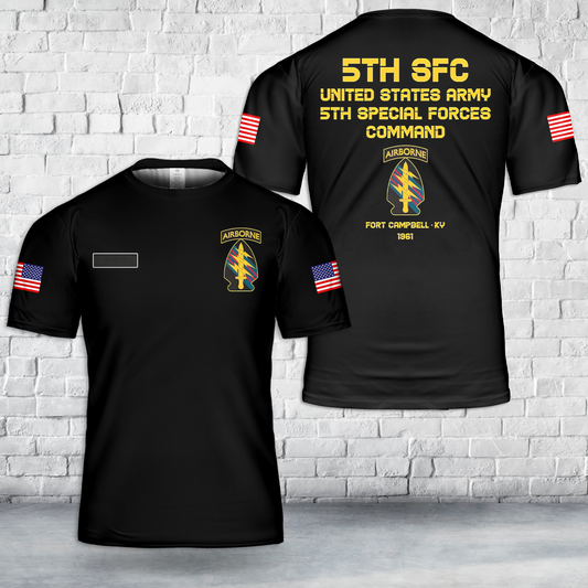 Custom Name US Army 5th Special Forces Command Airborne 1961 T-Shirt 3D