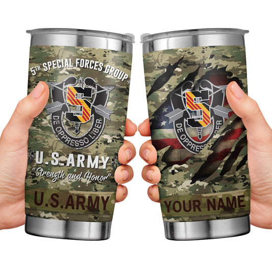 Custom Name US Army 5th Special Forces Group (5th SFG) Tumbler 20oz